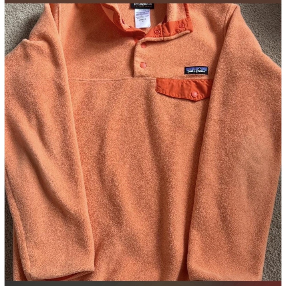 Patagonia Synchilla Women's XS Orange Snap-T Pullover Jacket Collared Mid-Length